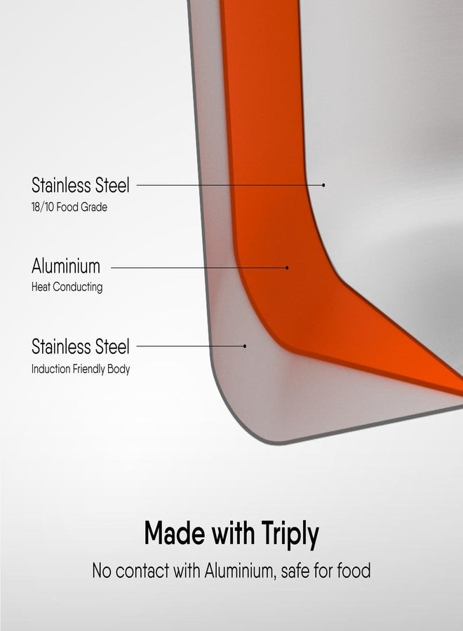 ستال قدر طهي/طنجرة من الفولاذ المقاوم للصدأ ثلاثي الطبقات من ستال أرتيزان مع غطاء، مناسب للاستخدام مع المواقد الحثية، قدر برياني/هاندي، سعة 1 لتر، 14 سم - Image 2